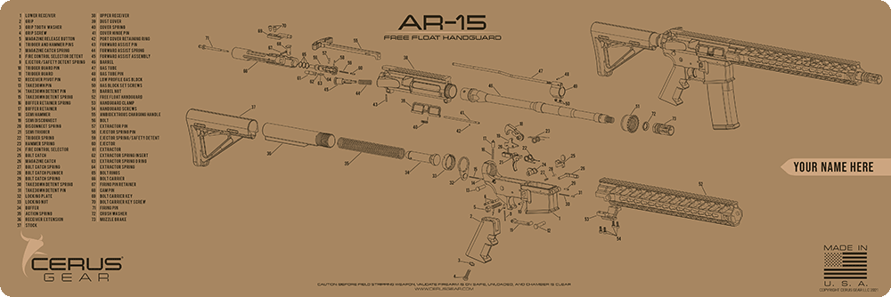 *CUSTOM* AR-15 Free Float Handguard Schematic Rifle Mat