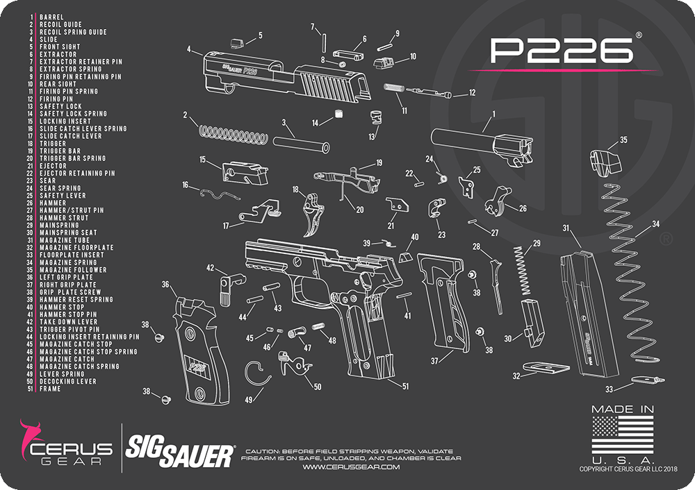 TekMat Armorer's Bench Gun Cleaning Mat (Model: SIG P226