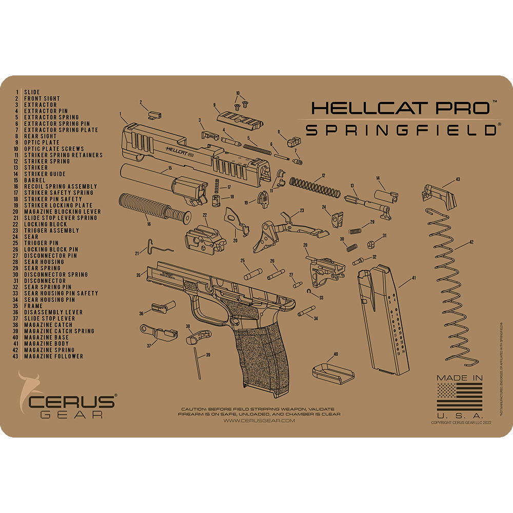 Springfield® Hellcat Pro™ Diagram Cleaning Mat