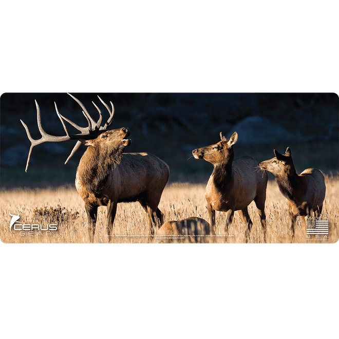 Bull Elk with Herd Wildlife Gun Mat
