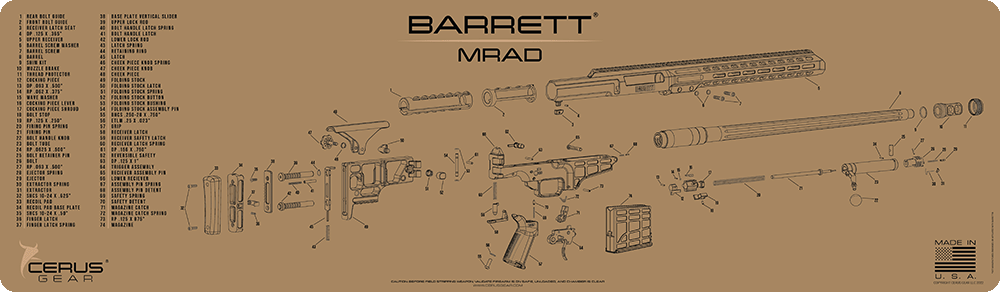 Cerus Gear Barrett M107 A1 Schematic Magnum Gun Mat Charcoal Gray/Ceru -  Jagaloon