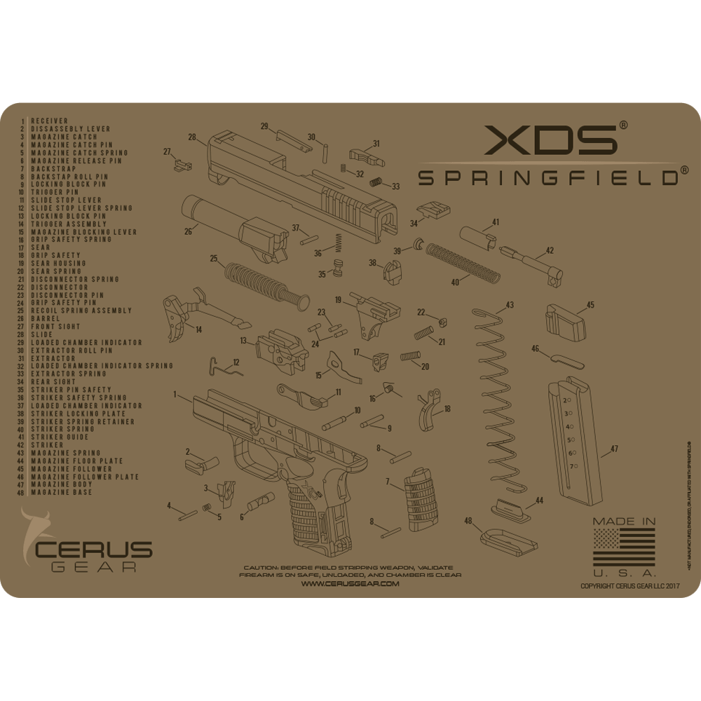 Springfield XDS MOD.2® Schematic Handgun Mat