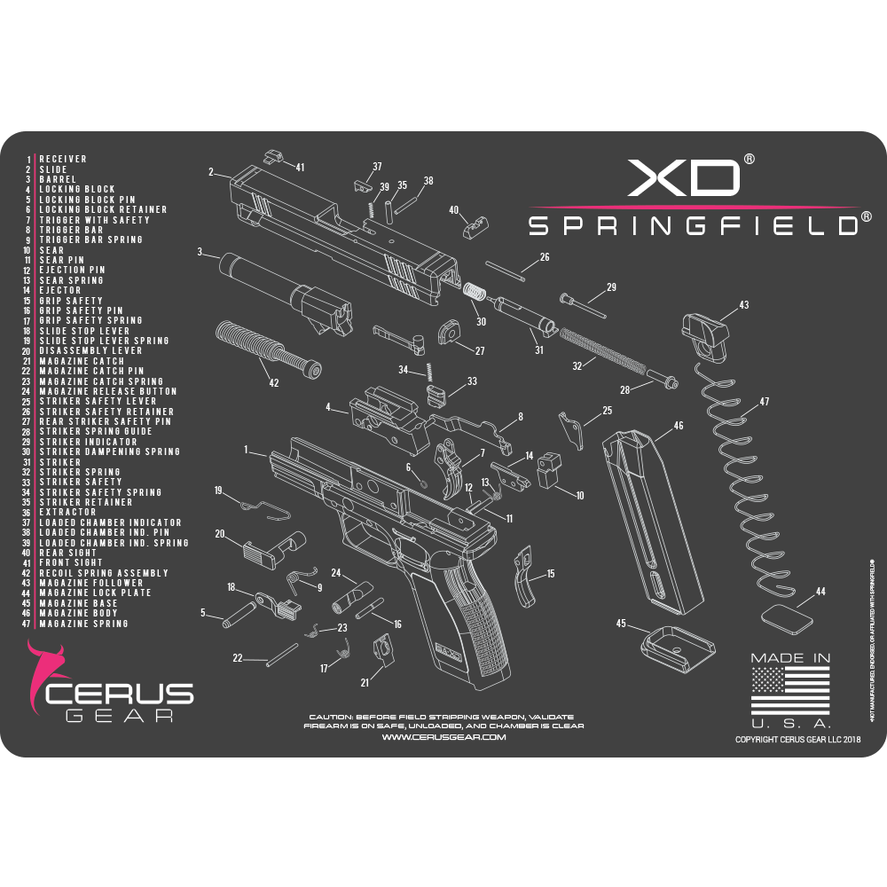 Gear　Firearm　Mat　Schematic　ProMat:　Cleaning　XD®　Ultimate　The　Springfield　Cerus