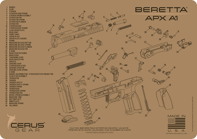 Beretta® APX A1 Schematic Handgun Mat