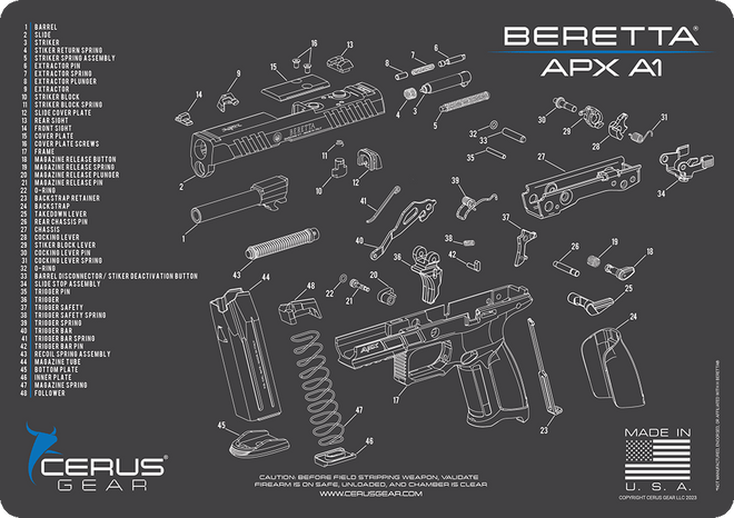 Beretta® APX A1 Schematic Handgun Mat
