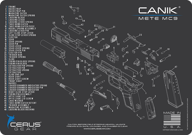 Canik® METE MC9 Schematic Handgun Mat