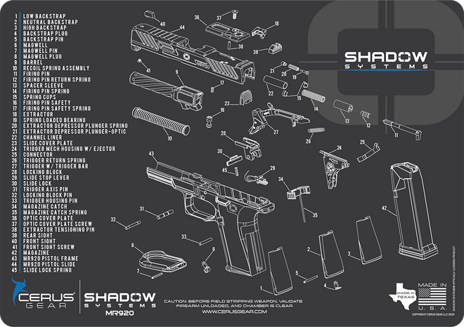 Shadow Systems® MR920 Schematic Handgun Mat