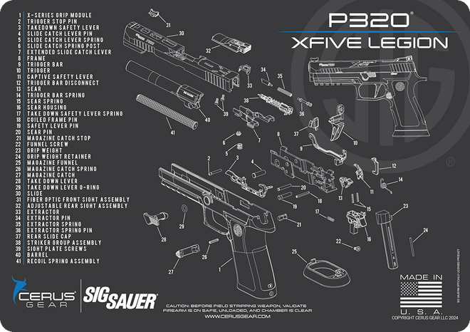 SIG SAUER® P320 X-Five Legion Schematic Handgun Mat