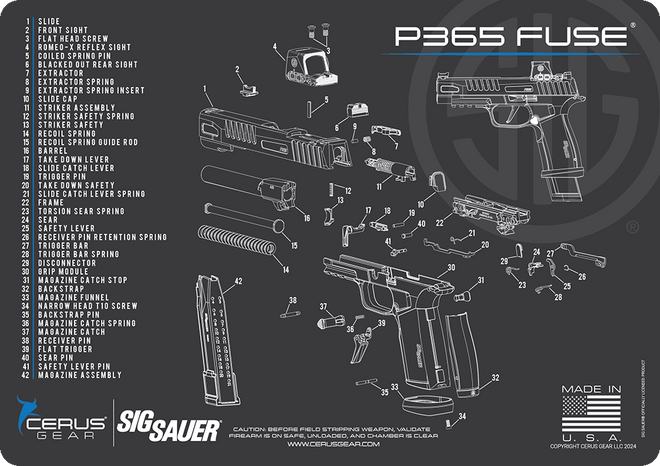 SIG SAUER® P365 Fuse Schematic Handgun Mat