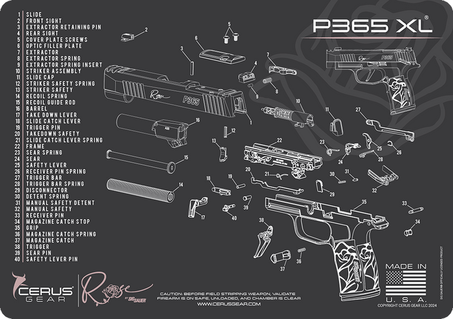 SIG SAUER® Rose P365 Schematic Handgun Mat