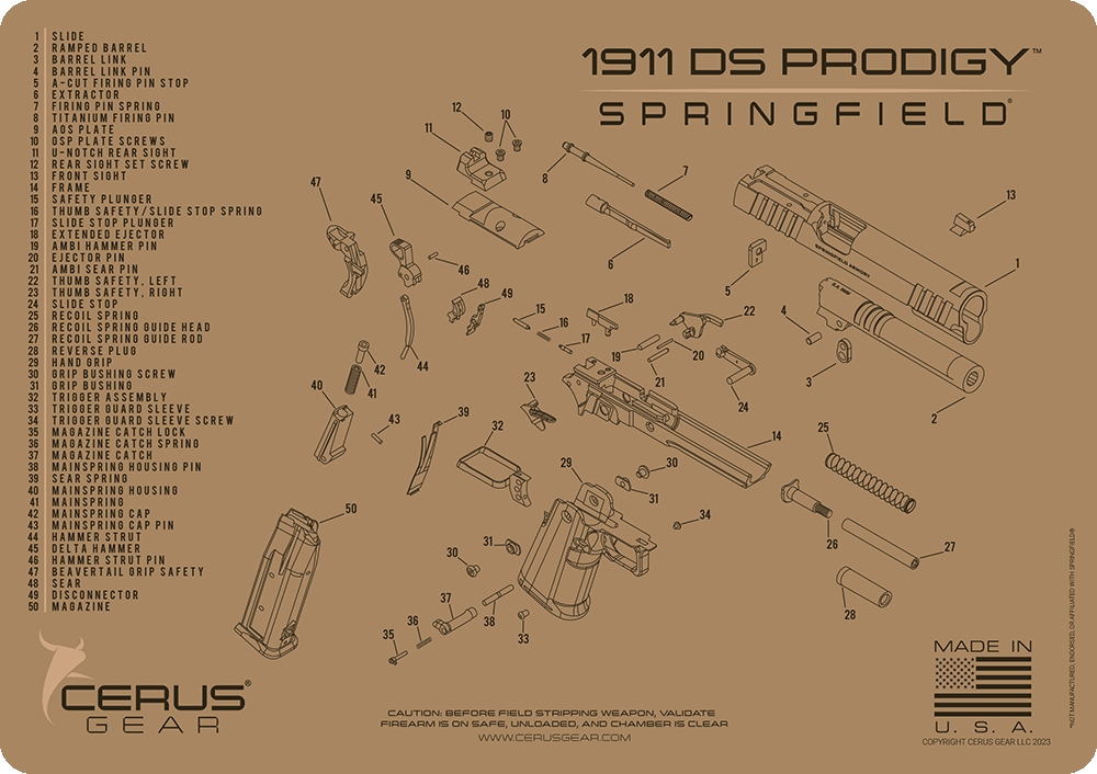 Springfield® Prodigy™ Schematic Handgun Mat