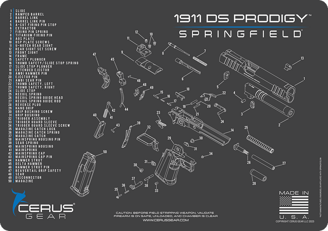Springfield® Prodigy™ Schematic Handgun Mat