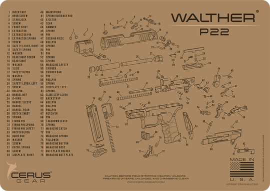 Walther P22 Parts Schematic ProMat Firearm Cleaning Mat | Cerus Gear