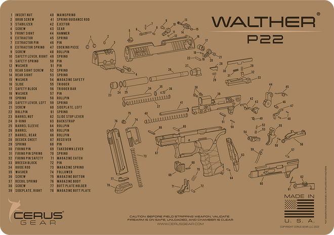 Walther® P22® Schematic Handgun Mat