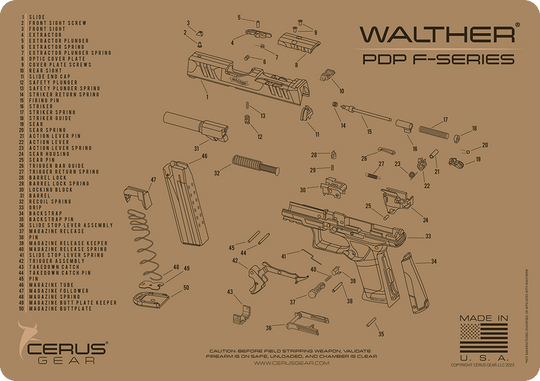 Walther PDP-F Series Schematic ProMat Handgun Cleaning Mat | Cerus Gear