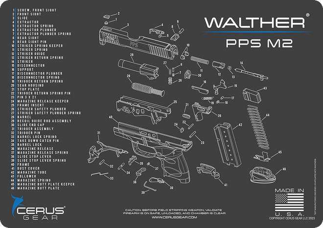 Walther® PPS M2® Schematic Handgun Mat