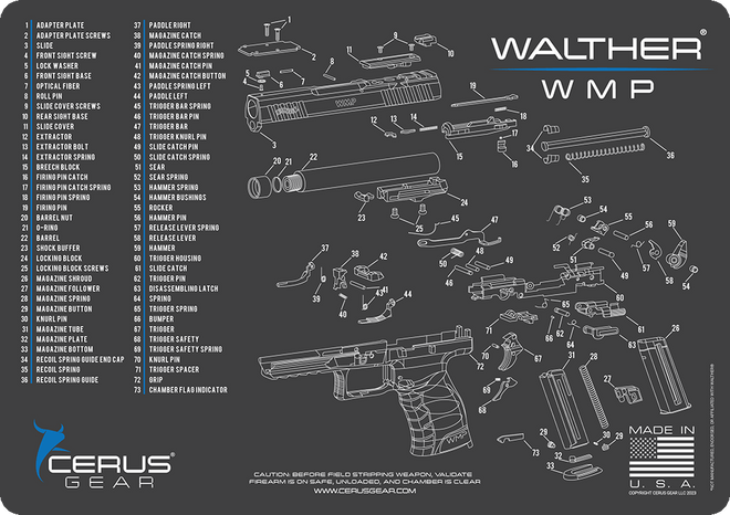 Walther® WMP® Schematic Handgun Mat