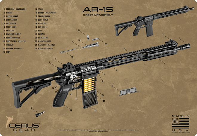 Rendered AR-15 Schematic Bench Mat