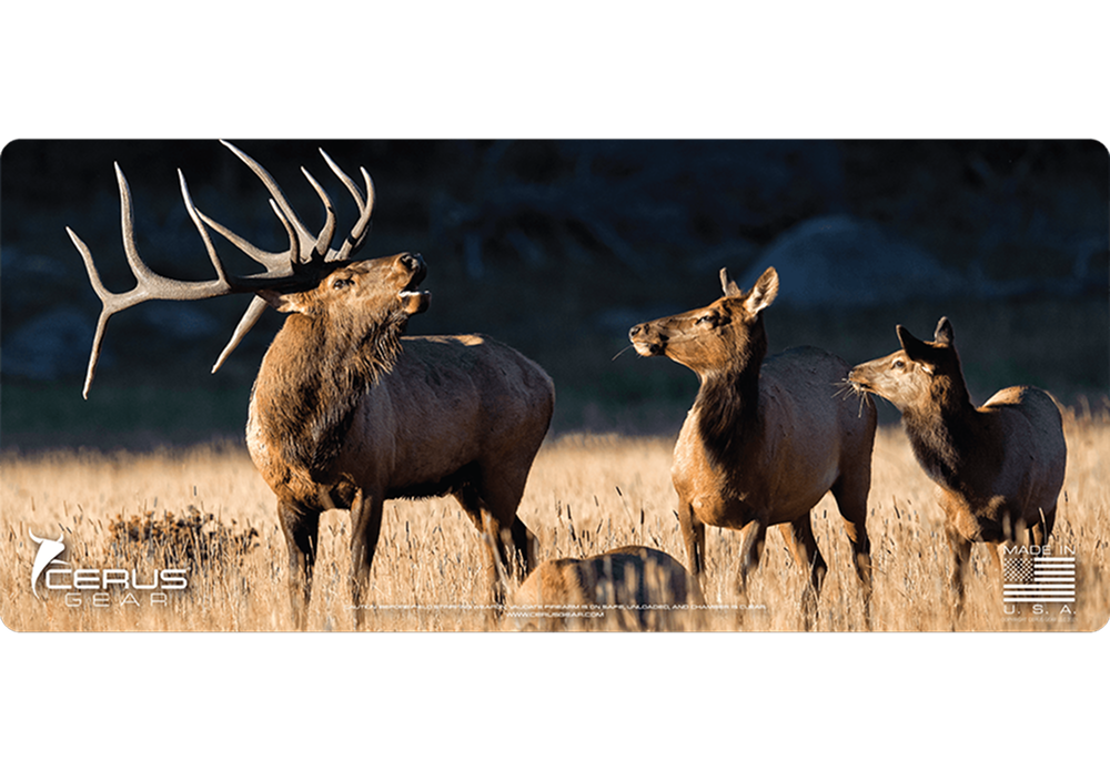 Bull Elk with Herd Wildlife Gun Mat
