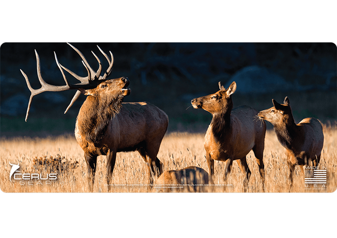 Bull Elk with Herd Wildlife Gun Mat