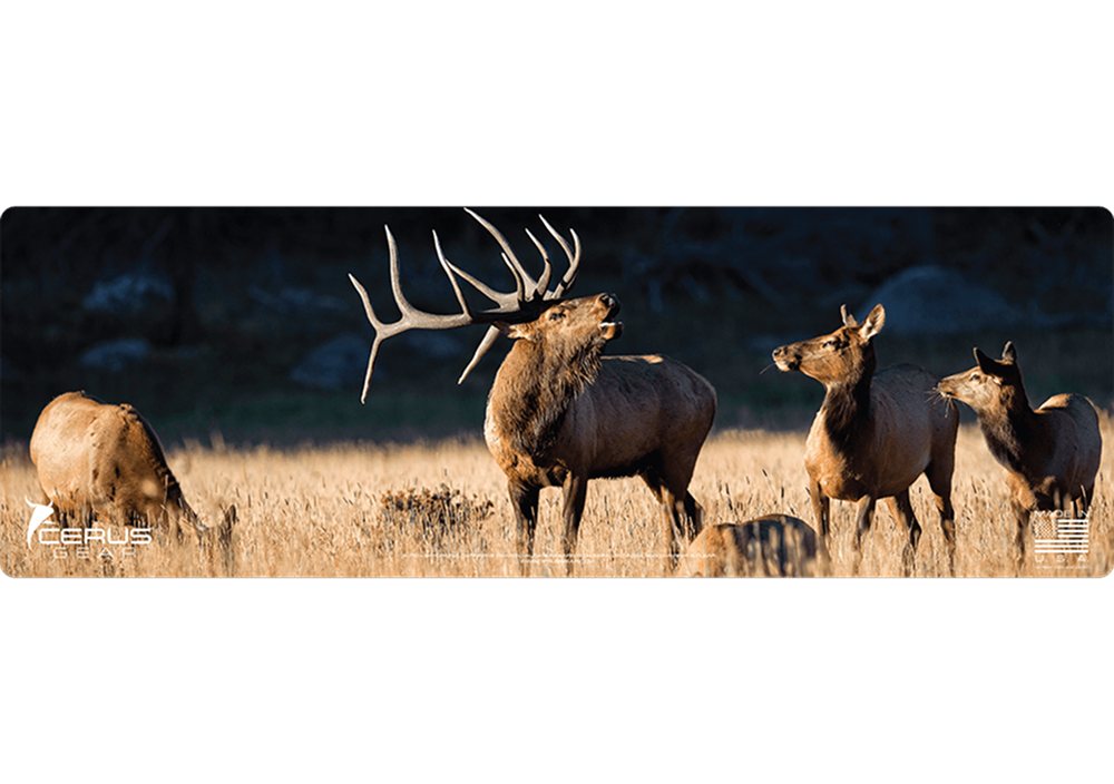 Bull Elk with Herd Wildlife Gun Mat