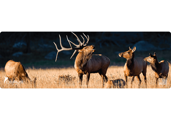 Bull Elk with Herd Wildlife Gun Mat