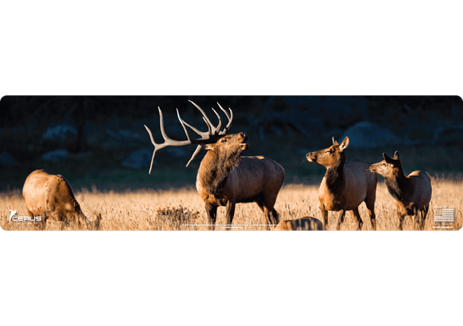 Bull Elk with Herd Wildlife Gun Mat