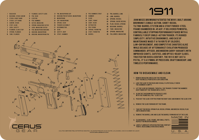 1911 Schematic and History Bench Mat
