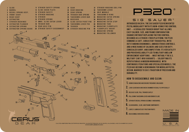 SIG SAUER® P320 Schematic and History Bench Mat