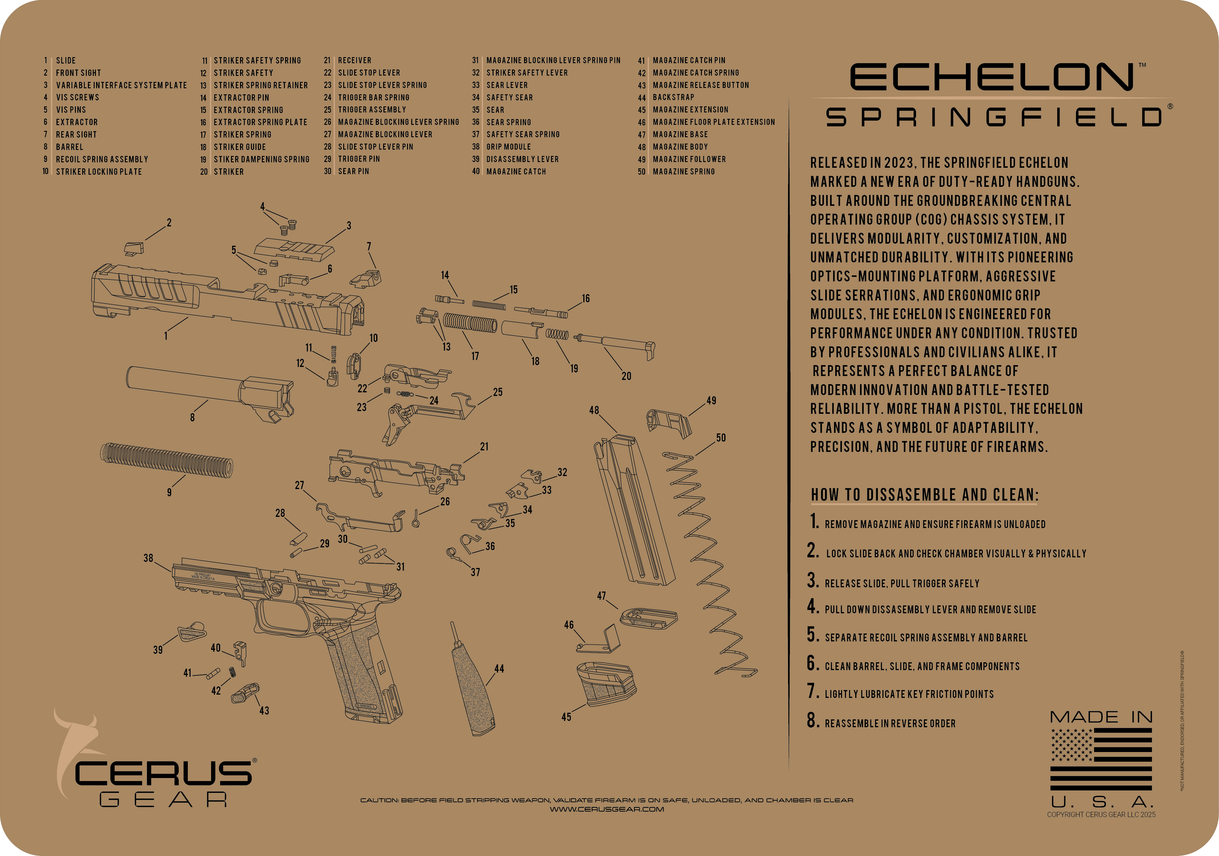 Springfield® Echelon™ Schematic and History Bench Mat