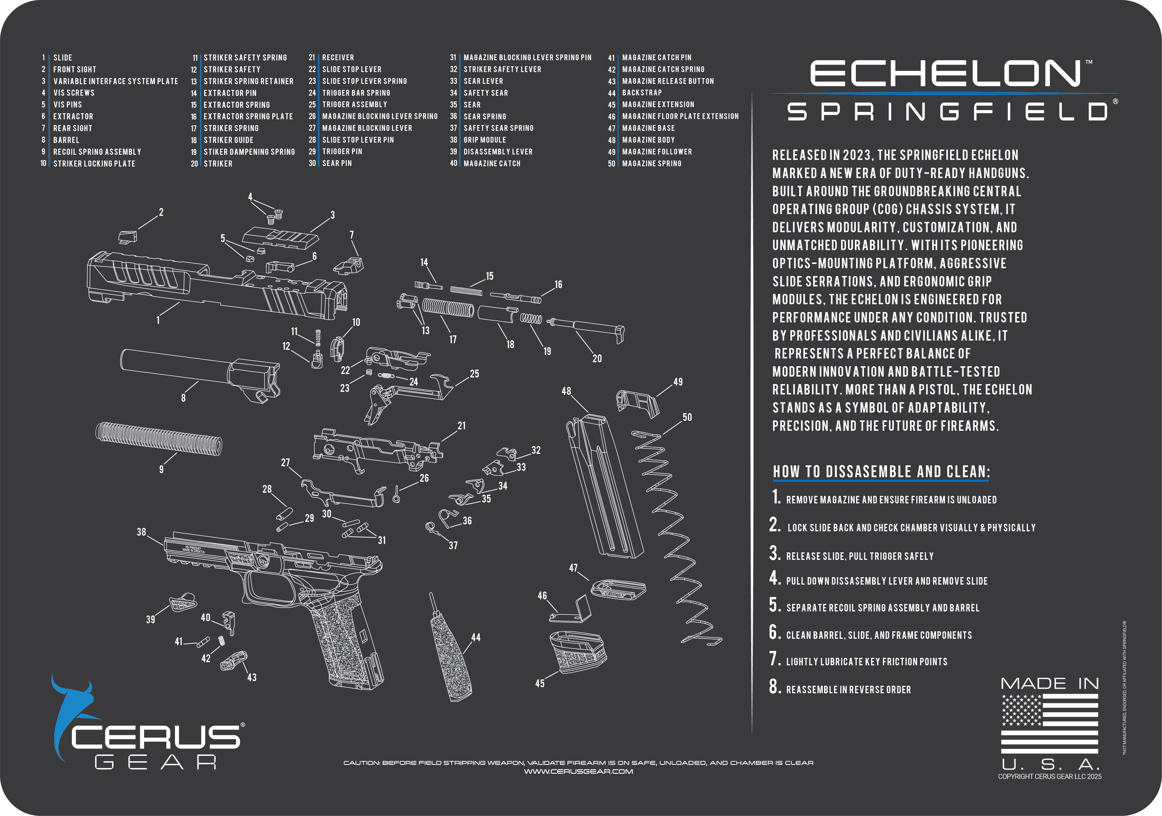 Springfield® Echelon™ Schematic and History Bench Mat