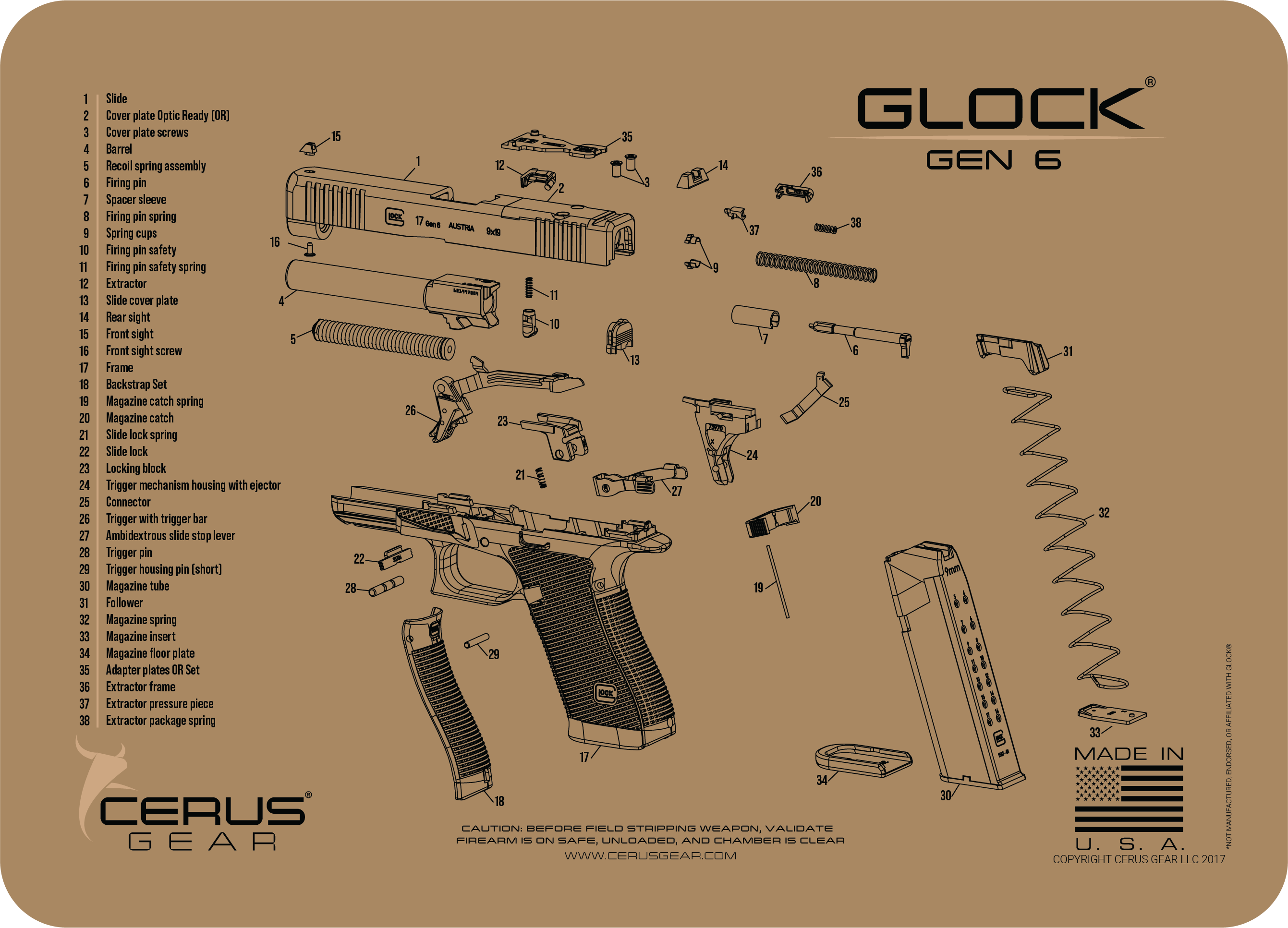 Glock® Gen6 Schematic Handgun Mat