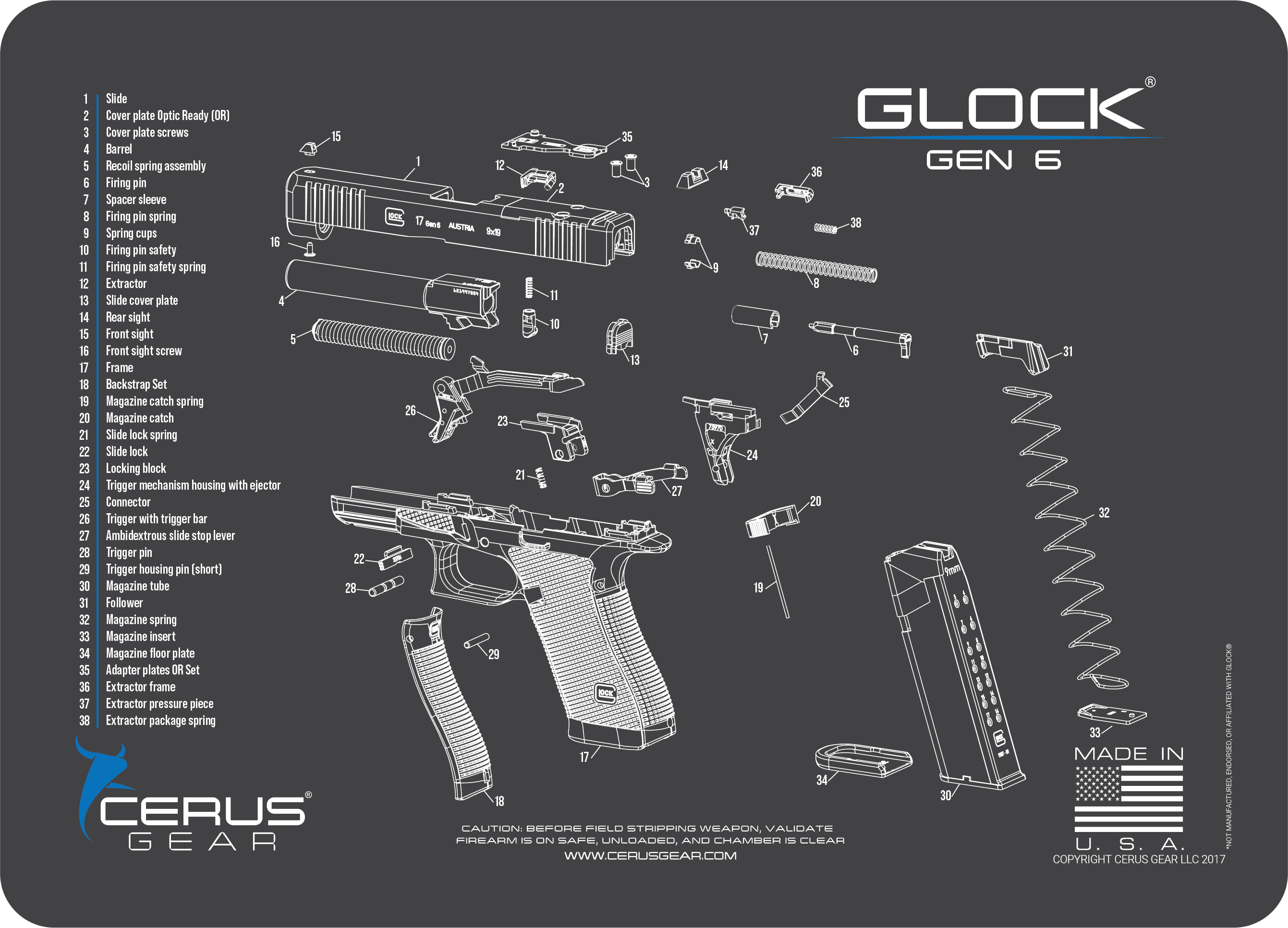 Glock® Gen6 Schematic Handgun Mat