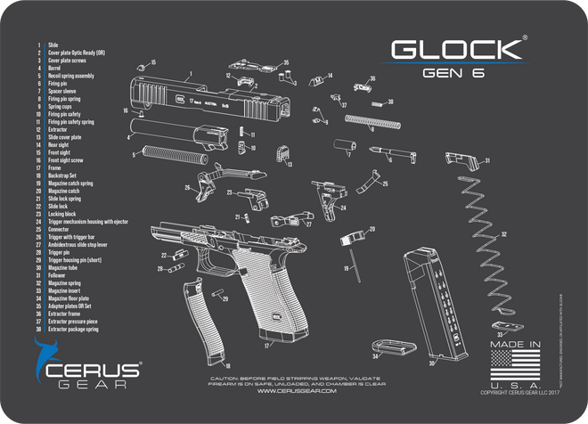 glock gear Glock Gen 6 Schematic ProMat Cleaning Mat