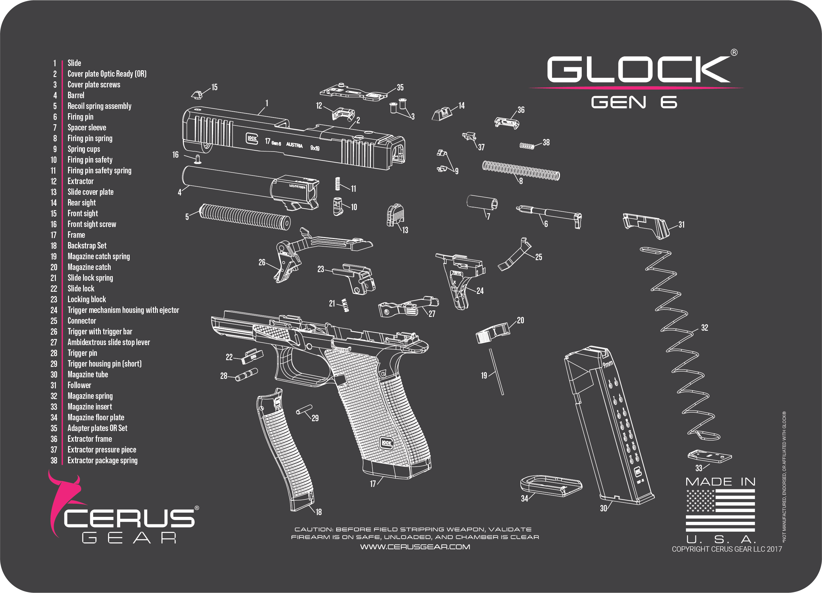 Glock® Gen6 Schematic Handgun Mat