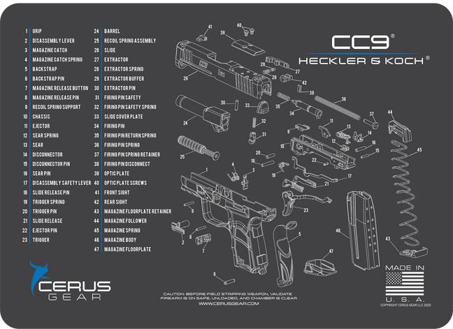 Heckler & Koch® CC9® Schematic Handgun Mat