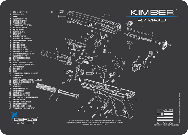 Kimber® R7 Mako Schematic Handgun Mat