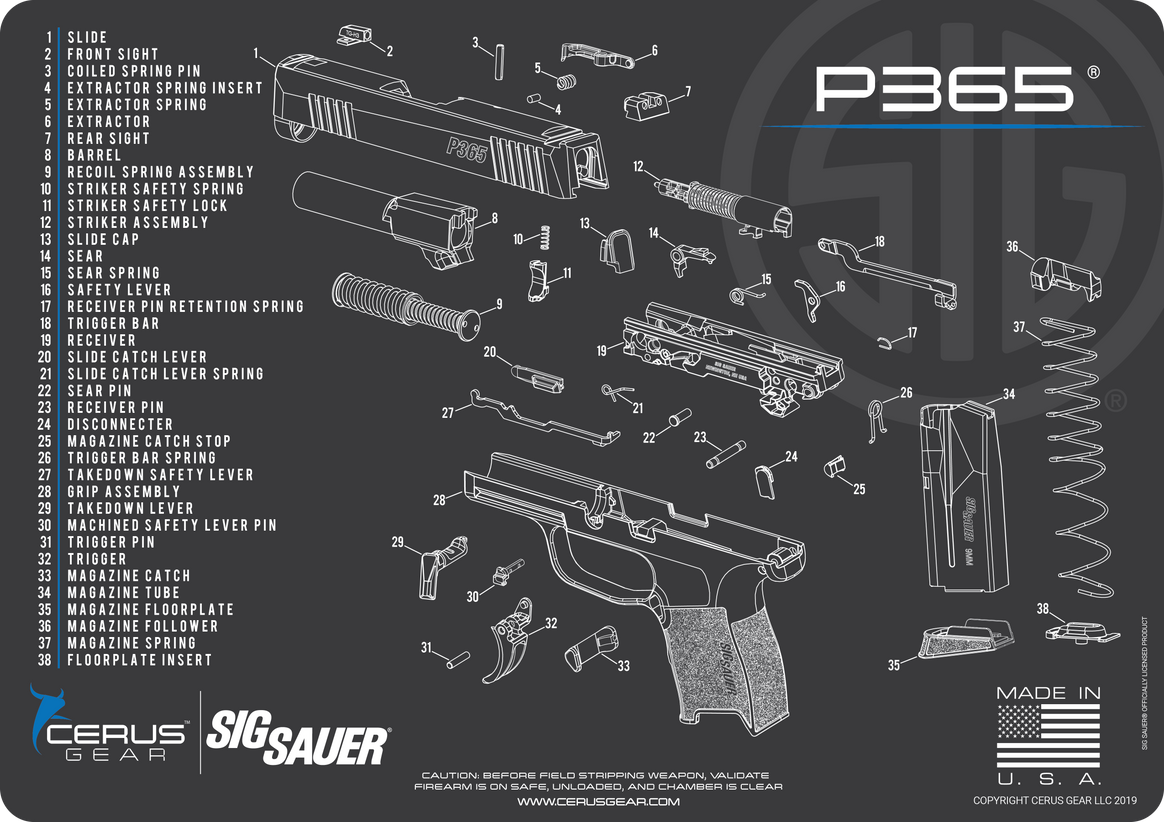 SIG SAUER® P365 Schematic Handgun Mat