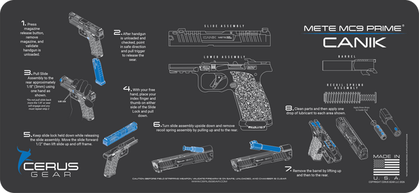 Canik® METE MC9 Prime Parts Schematic Handgun Cleaning Mat