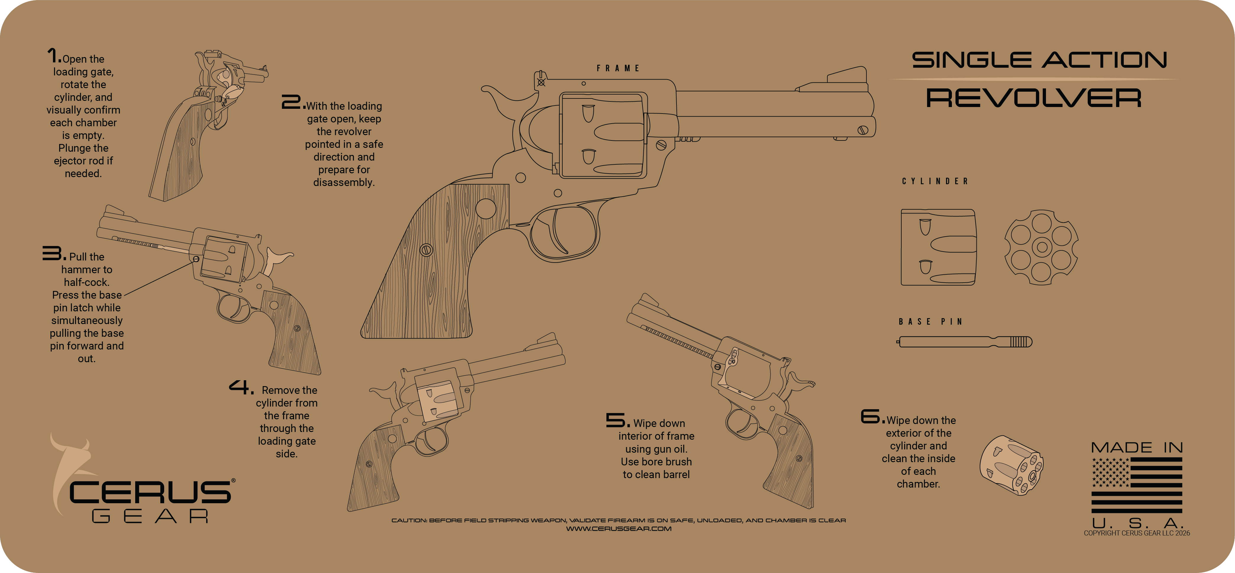 Single Action Revolver Instructional Gun Mat
