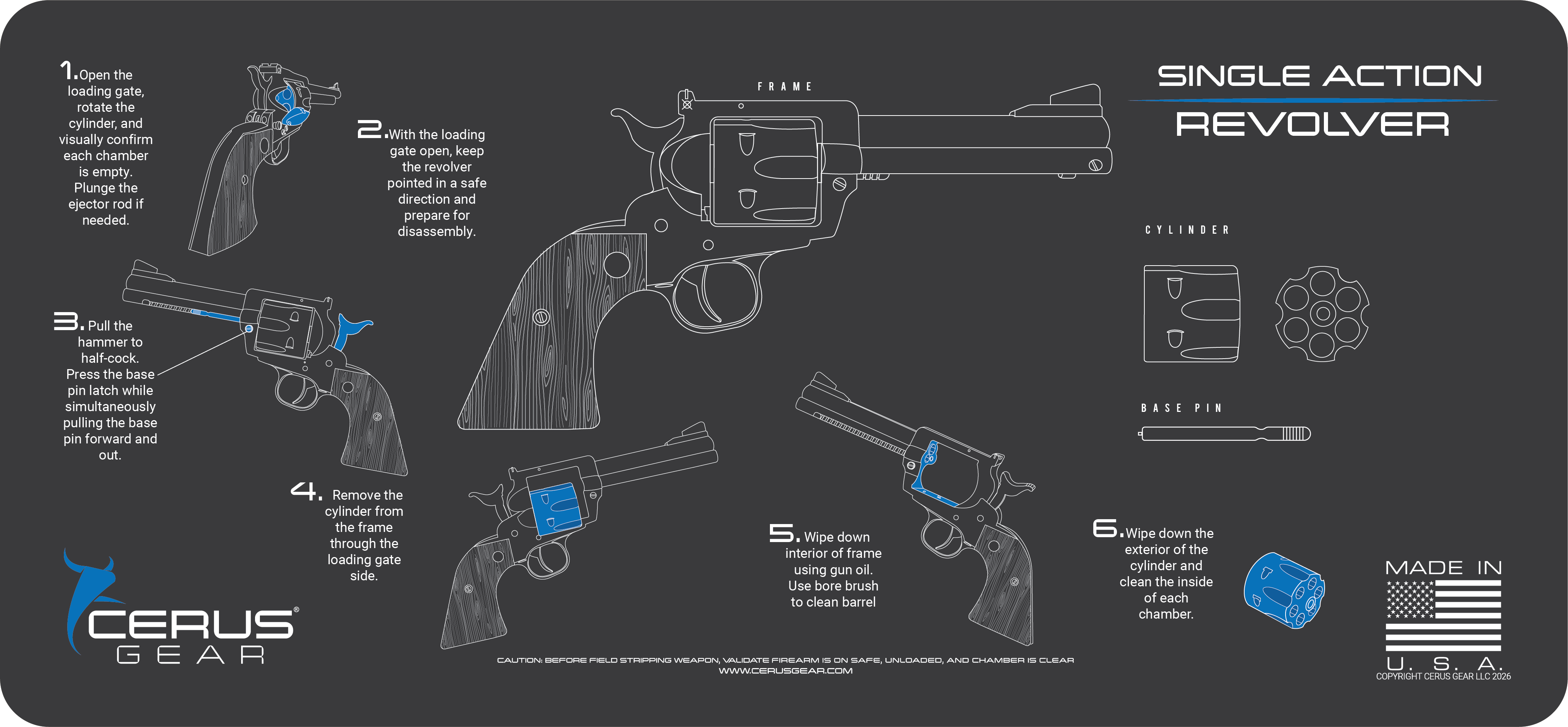 Single Action Revolver Instructional Gun Mat