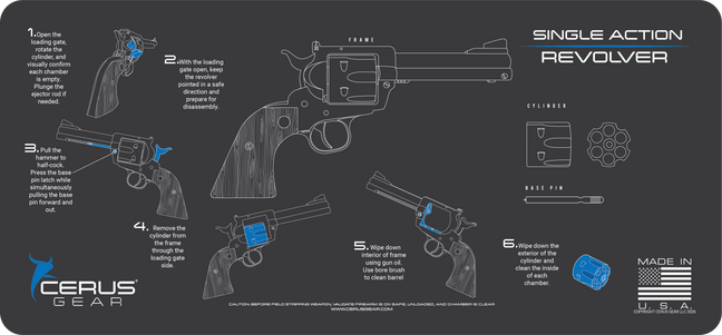 Single Action Revolver Instructional Gun Mat