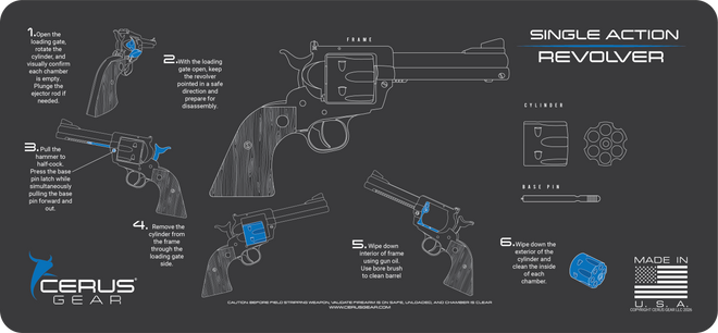 Single Action Revolver Instructional Gun Mat