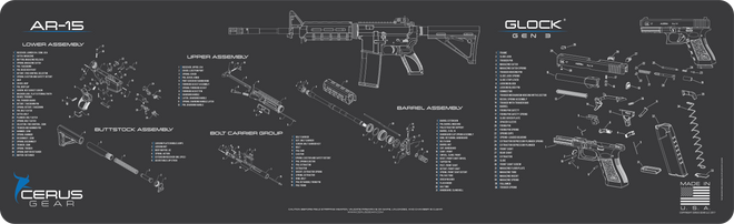 AR-15 & Glock Gen 3® Schematic Combo Magnum Gun Mat