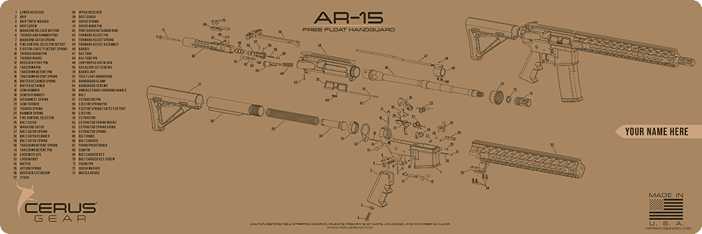 AR-15 Schematic ProMat- Professional Grade Cleaning Mat | Cerus Gear