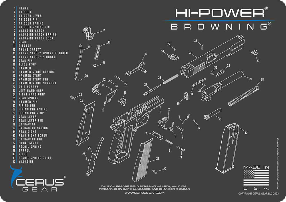 TekMat Browning Hi Power Gun Cleaning Mat