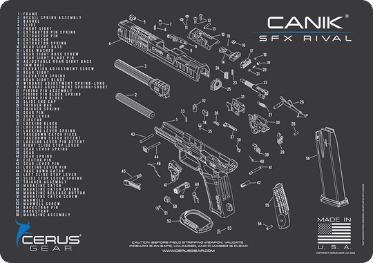 Canik SFX Rival Schematic Handgun Cleaning Mat | Cerus Gear