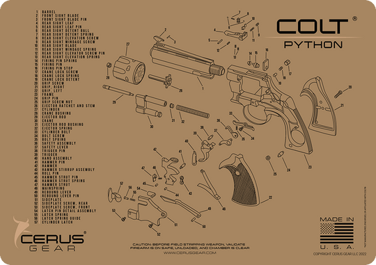 Colt Python Revolver Schematic Cleaning Mat