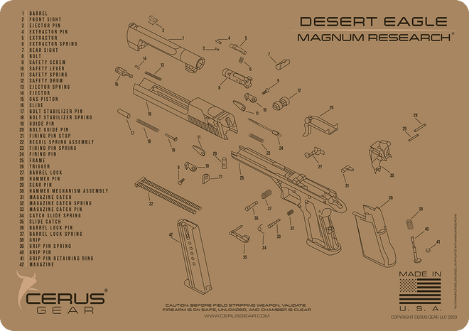 Magnum Research Desert Eagle Schematic Handgun Mat