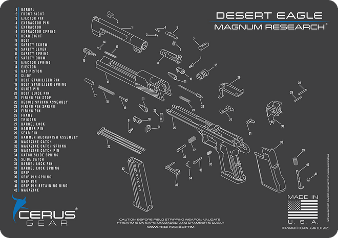 Magnum Research Desert Eagle Schematic Handgun Mat